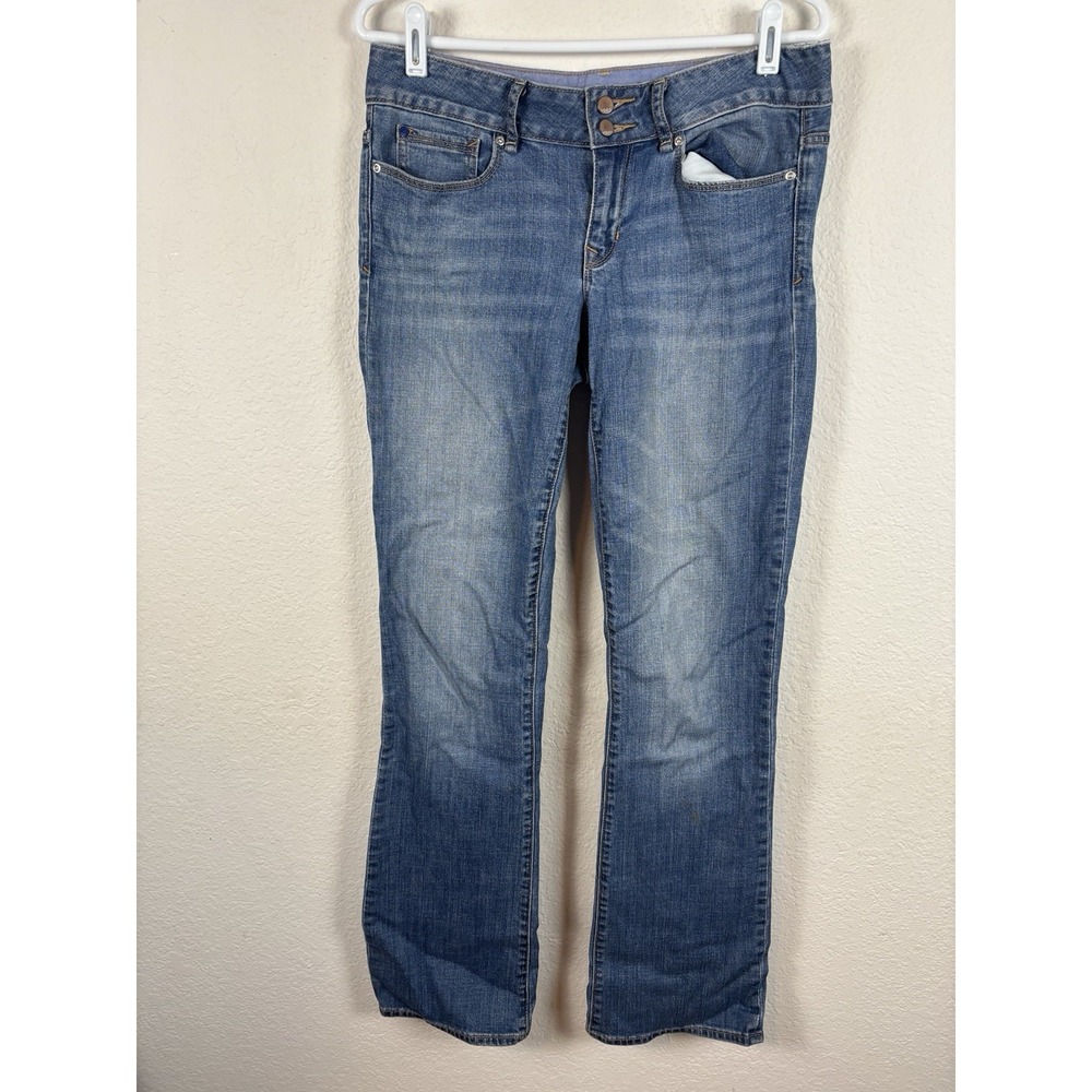 Gap Womens Jeans Sz 28/6R Blue Medium Wash Solid Bootcut Casual Comfort Good